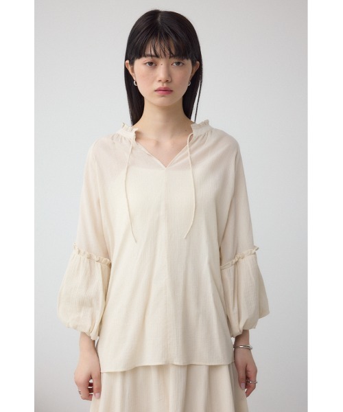 AZUL by moussy(アズールバイマウジー)の「コットンボイルパフスリーブブラウス(シャツ/ブラウス・レディース・チャコールグレー/アイボリー/ピンク・FREE)」の7枚目の写真