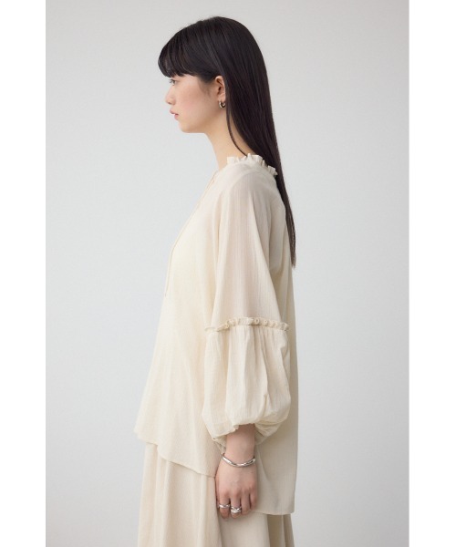 AZUL by moussy(アズールバイマウジー)の「コットンボイルパフスリーブブラウス(シャツ/ブラウス・レディース・チャコールグレー/アイボリー/ピンク・FREE)」の8枚目の写真