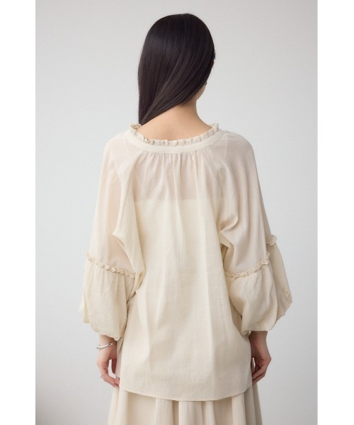 AZUL by moussy(アズールバイマウジー)の「コットンボイルパフスリーブブラウス(シャツ/ブラウス・レディース・チャコールグレー/アイボリー/ピンク・FREE)」の9枚目の写真