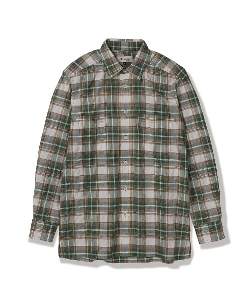 Foxfire(フォックスファイヤー)の「Cシールドサーフェスチェックシャツ(シャツ/ブラウス・メンズ・カーキ/ライトグリーン・S/M/L/XL)」の2枚目の写真