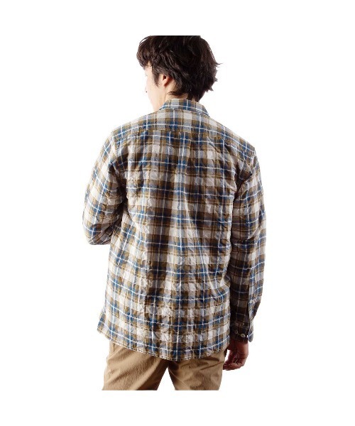 Foxfire(フォックスファイヤー)の「Cシールドサーフェスチェックシャツ(シャツ/ブラウス・メンズ・カーキ/ライトグリーン・S/M/L/XL)」の4枚目の写真