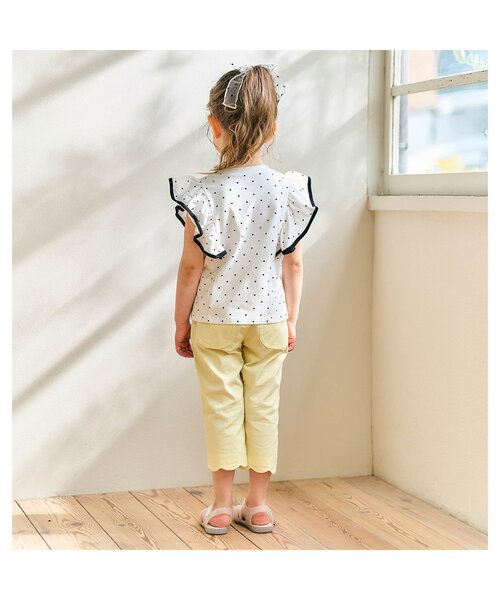 apres les cours（アプレレクール）の「【接触冷感】ひんやり裾スカラップ/7days Style pants（デニムパンツ・キッズ・インディゴブルー/イエロー/ピンク・80/90/100/110/120/130/140）」の4枚目の写真