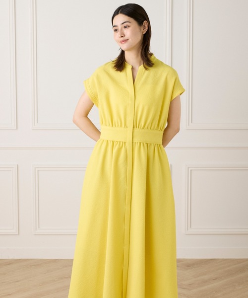 INED（イネド）の「ギンガムサッカー ウエストギャザーワンピース（ワンピース・レディース・イエロー/その他12/ブラック・9号/7号）」の9枚目の写真