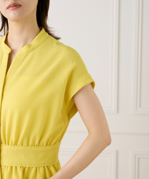 INED（イネド）の「ギンガムサッカー ウエストギャザーワンピース（ワンピース・レディース・イエロー/その他12/ブラック・9号/7号）」の7枚目の写真