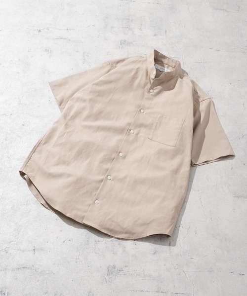 URBAN RESEARCH ROSSO MEN(アーバンリサーチロッソメン)の「『防シワ』『XLサイズあり』ハイパフォーマンスリネンバンド半袖シャツ(シャツ/ブラウス・メンズ・ブラック/ネイビー/ベージュ/ホワイト/カーキ/ストライプ/チェック・LARGE/X-LARGE/SMALL/MEDIUM)」の4枚目の写真