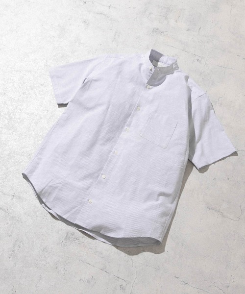 URBAN RESEARCH ROSSO MEN(アーバンリサーチロッソメン)の「『防シワ』『XLサイズあり』ハイパフォーマンスリネンバンド半袖シャツ(シャツ/ブラウス・メンズ・ブラック/ネイビー/ベージュ/ホワイト/カーキ/ストライプ/チェック・LARGE/X-LARGE/SMALL/MEDIUM)」の7枚目の写真