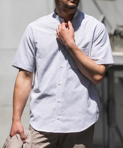 URBAN RESEARCH ROSSO MEN(アーバンリサーチロッソメン)の「『防シワ』『XLサイズあり』ハイパフォーマンスリネンバンド半袖シャツ(シャツ/ブラウス・メンズ・ブラック/ネイビー/ベージュ/ホワイト/カーキ/ストライプ/チェック・LARGE/X-LARGE/SMALL/MEDIUM)」の12枚目の写真