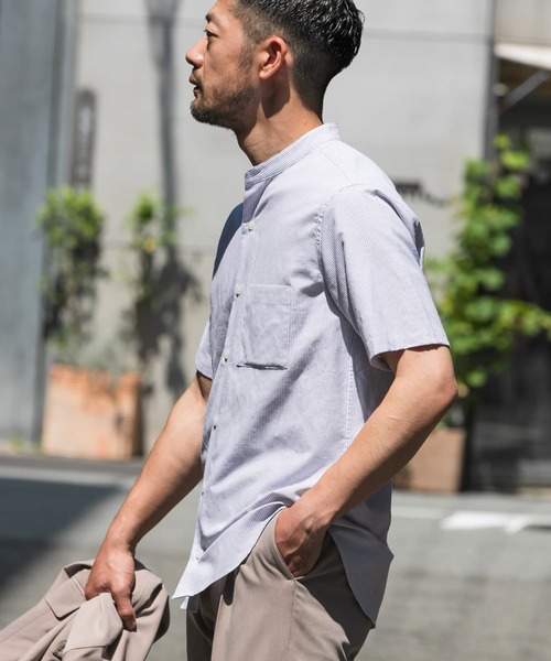 URBAN RESEARCH ROSSO MEN(アーバンリサーチロッソメン)の「『防シワ』『XLサイズあり』ハイパフォーマンスリネンバンド半袖シャツ(シャツ/ブラウス・メンズ・ブラック/ネイビー/ベージュ/ホワイト/カーキ/ストライプ/チェック・LARGE/X-LARGE/SMALL/MEDIUM)」の13枚目の写真