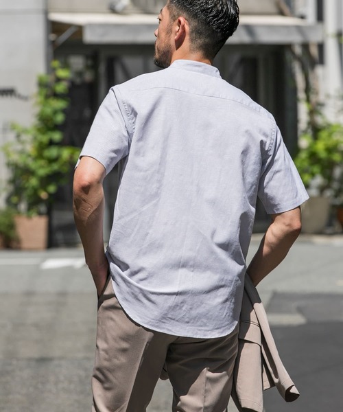 URBAN RESEARCH ROSSO MEN(アーバンリサーチロッソメン)の「『防シワ』『XLサイズあり』ハイパフォーマンスリネンバンド半袖シャツ(シャツ/ブラウス・メンズ・ブラック/ネイビー/ベージュ/ホワイト/カーキ/ストライプ/チェック・LARGE/X-LARGE/SMALL/MEDIUM)」の15枚目の写真