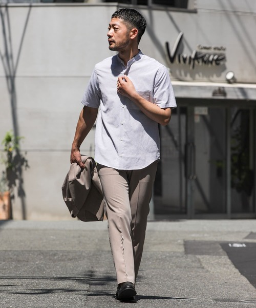 URBAN RESEARCH ROSSO MEN(アーバンリサーチロッソメン)の「『防シワ』『XLサイズあり』ハイパフォーマンスリネンバンド半袖シャツ(シャツ/ブラウス・メンズ・ブラック/ネイビー/ベージュ/ホワイト/カーキ/ストライプ/チェック・LARGE/X-LARGE/SMALL/MEDIUM)」の16枚目の写真