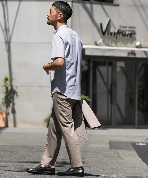 URBAN RESEARCH ROSSO MEN(アーバンリサーチロッソメン)の「『防シワ』『XLサイズあり』ハイパフォーマンスリネンバンド半袖シャツ(シャツ/ブラウス・メンズ・ブラック/ネイビー/ベージュ/ホワイト/カーキ/ストライプ/チェック・LARGE/X-LARGE/SMALL/MEDIUM)」の18枚目の写真