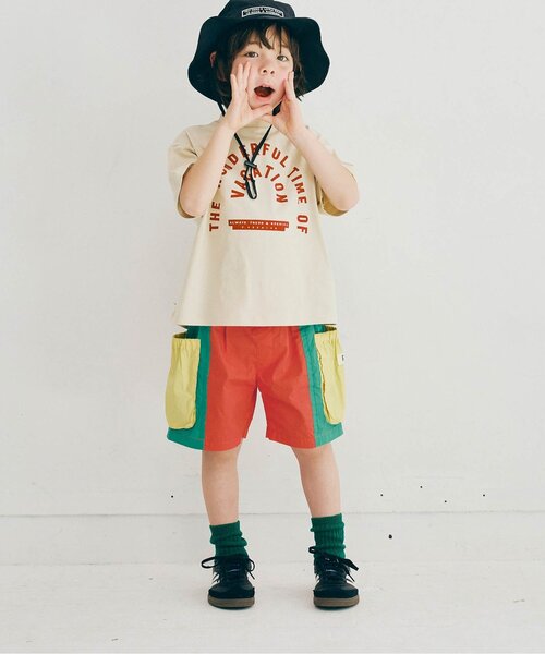 p.premier(ピードットプルミエ)の「マルチカラーサイドポケットハーフパンツ(その他パンツ・キッズ・ブラウン/ピンク/レインボー/ブラック・80/90/100/110/120/130/140)」の1枚目の写真