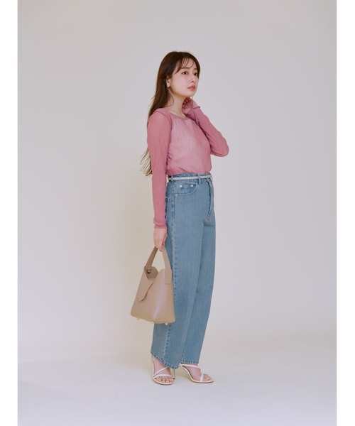 COHINA(コヒナ)の「ブライトシアープリーツトップス 【低身長・小柄女性】(Tシャツ/カットソー・レディース・ホワイト/グレー/ブルー/ピンク/ブラック・ONE SIZE)」の6枚目の写真