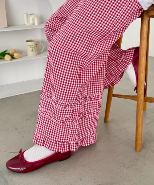 SOLLON.（ソルロン）の「ギンガムチェック/ドットフリフリパンツ（その他パンツ・レディース・レッド/ブラック/ブラック系その他/ホワイト系その他/ブルー・FREE）」の6枚目の写真