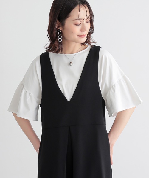n'OrLABEL(ノアールレーベル)の「【接触冷感】袖フレアカットソー(Tシャツ/カットソー・レディース・ブラック/コーラル/オフホワイト・FREE)」の12枚目の写真