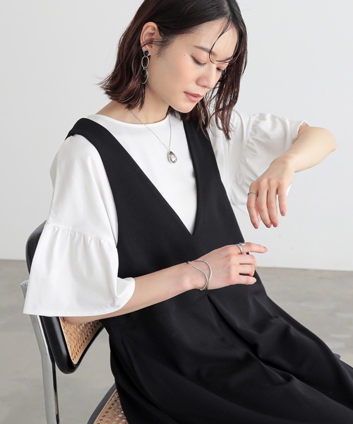 n'OrLABEL(ノアールレーベル)の「【接触冷感】袖フレアカットソー(Tシャツ/カットソー・レディース・ブラック/コーラル/オフホワイト・FREE)」の15枚目の写真