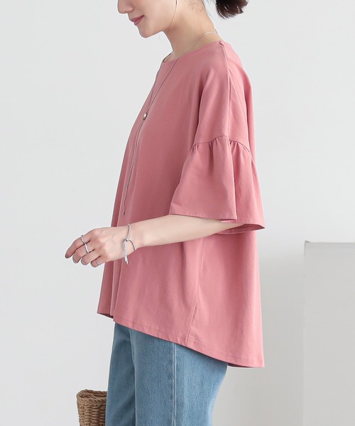 n'OrLABEL(ノアールレーベル)の「【接触冷感】袖フレアカットソー(Tシャツ/カットソー・レディース・ブラック/コーラル/オフホワイト・FREE)」の19枚目の写真