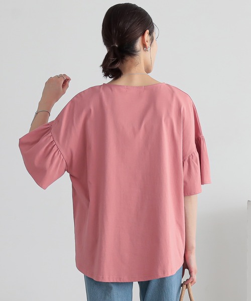 n'OrLABEL(ノアールレーベル)の「【接触冷感】袖フレアカットソー(Tシャツ/カットソー・レディース・ブラック/コーラル/オフホワイト・FREE)」の20枚目の写真