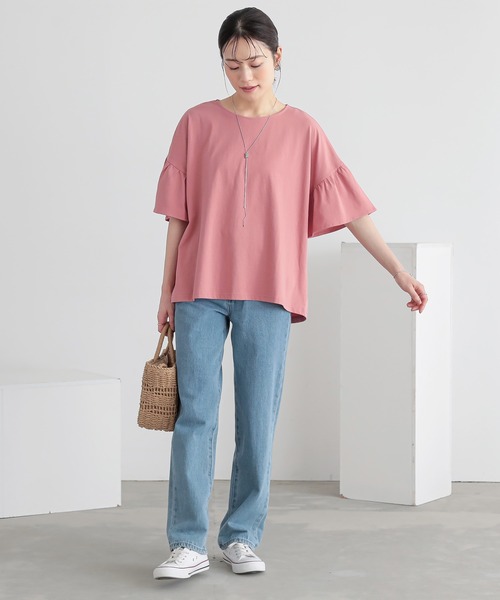 n'OrLABEL(ノアールレーベル)の「【接触冷感】袖フレアカットソー(Tシャツ/カットソー・レディース・ブラック/コーラル/オフホワイト・FREE)」の21枚目の写真