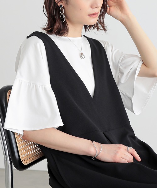 n'OrLABEL(ノアールレーベル)の「【接触冷感】袖フレアカットソー(Tシャツ/カットソー・レディース・ブラック/コーラル/オフホワイト・FREE)」の14枚目の写真
