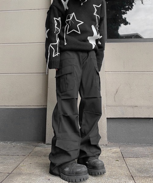 NOWLE（ノウル）の「【NOWLE】ワイドシルエット イージー カーゴパンツ（カーゴパンツ・メンズ・ブラウン/ブラック・MEDIUM/LARGE/X-LARGE）」の5枚目の写真