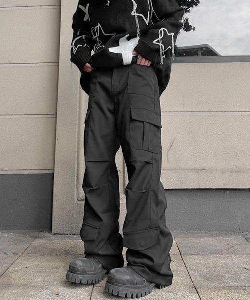 NOWLE（ノウル）の「【NOWLE】ワイドシルエット イージー カーゴパンツ（カーゴパンツ・メンズ・ブラウン/ブラック・MEDIUM/LARGE/X-LARGE）」の9枚目の写真