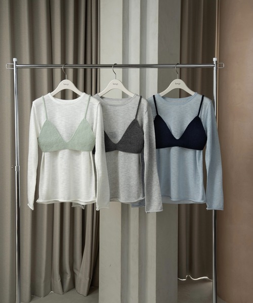lawgy(ラウジー)の「knit bustier set tops / ニットビスチェセットトップス(Tシャツ/カットソー・レディース・ホワイト/ミックスグレー/ブルー・FREE)」の18枚目の写真