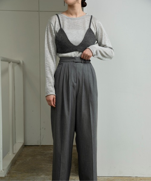 lawgy(ラウジー)の「knit bustier set tops / ニットビスチェセットトップス(Tシャツ/カットソー・レディース・ホワイト/ミックスグレー/ブルー・FREE)」の7枚目の写真