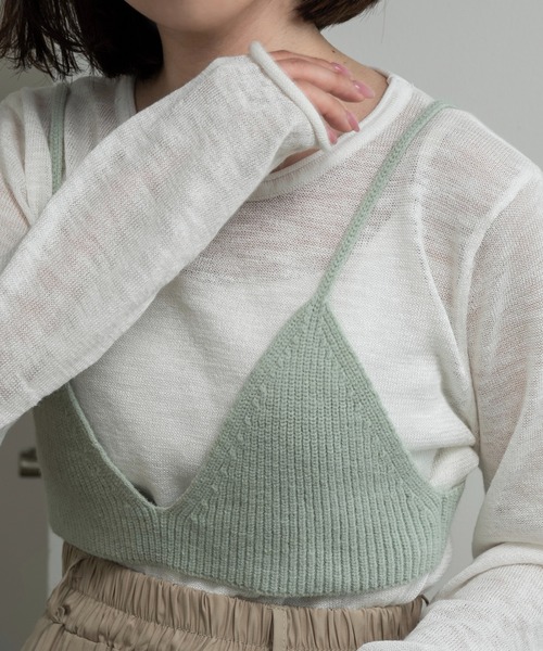 lawgy(ラウジー)の「knit bustier set tops / ニットビスチェセットトップス(Tシャツ/カットソー・レディース・ホワイト/ミックスグレー/ブルー・FREE)」の9枚目の写真