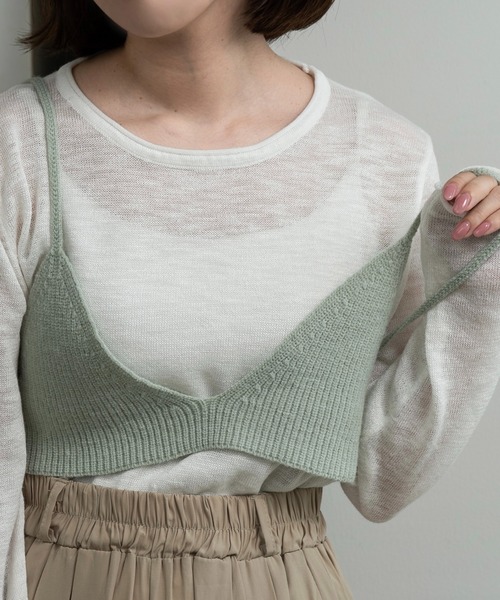 lawgy(ラウジー)の「knit bustier set tops / ニットビスチェセットトップス(Tシャツ/カットソー・レディース・ホワイト/ミックスグレー/ブルー・FREE)」の10枚目の写真