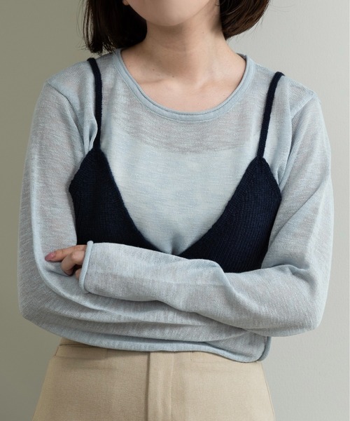 lawgy(ラウジー)の「knit bustier set tops / ニットビスチェセットトップス(Tシャツ/カットソー・レディース・ホワイト/ミックスグレー/ブルー・FREE)」の15枚目の写真