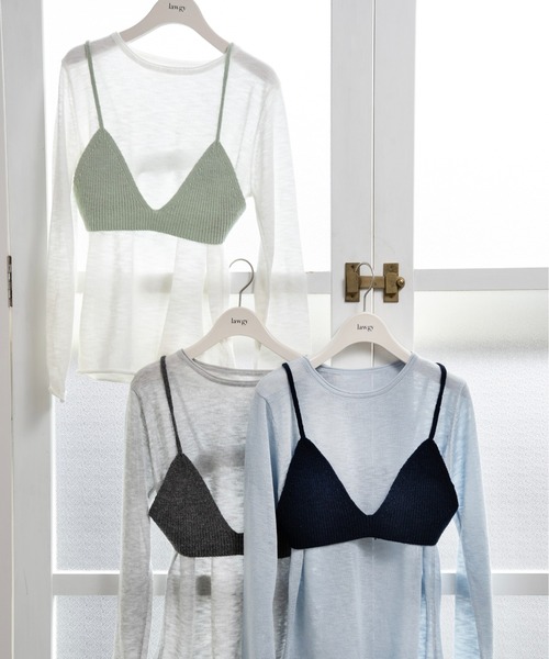 lawgy(ラウジー)の「knit bustier set tops / ニットビスチェセットトップス(Tシャツ/カットソー・レディース・ホワイト/ミックスグレー/ブルー・FREE)」の17枚目の写真