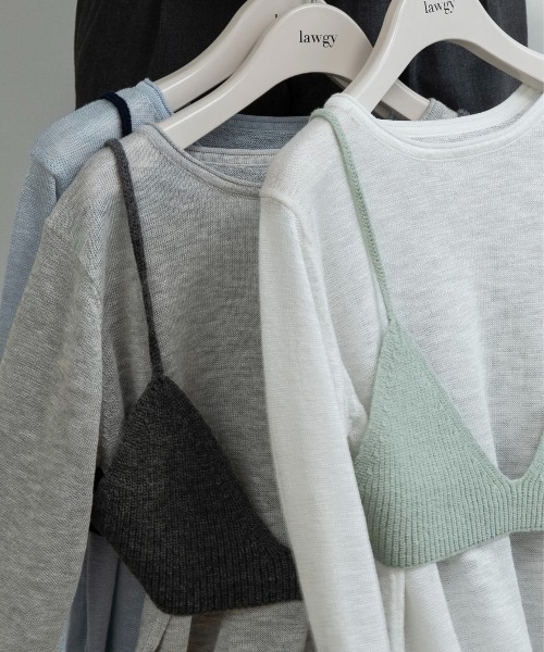 lawgy(ラウジー)の「knit bustier set tops / ニットビスチェセットトップス(Tシャツ/カットソー・レディース・ホワイト/ミックスグレー/ブルー・FREE)」の16枚目の写真