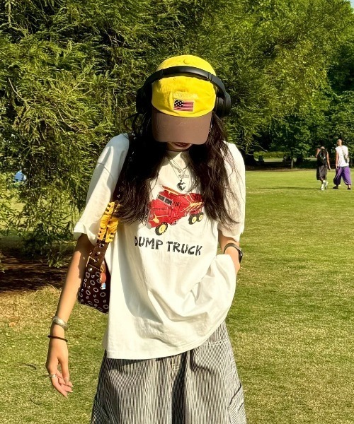 INTER FACTORY（インターファクトリー）の「SARA - プリントTシャツ made in INTER FACTORY（Tシャツ/カットソー・レディース・ネイビー/ホワイト・FREE）」の5枚目の写真