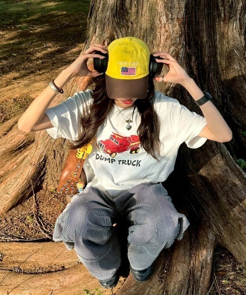 INTER FACTORY（インターファクトリー）の「SARA - プリントTシャツ made in INTER FACTORY（Tシャツ/カットソー・レディース・ネイビー/ホワイト・FREE）」の6枚目の写真