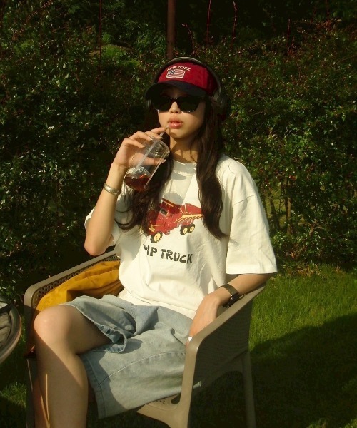 INTER FACTORY（インターファクトリー）の「SARA - プリントTシャツ made in INTER FACTORY（Tシャツ/カットソー・レディース・ネイビー/ホワイト・FREE）」の12枚目の写真