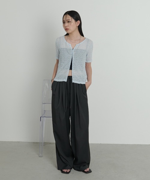 Aunt Marie's(アントマリーズ)の「フロントホックシャーリングシアートップス(Tシャツ/カットソー・レディース・アイボリー/ブラック/ライトブルー/ライトピンク・FREE)」の11枚目の写真