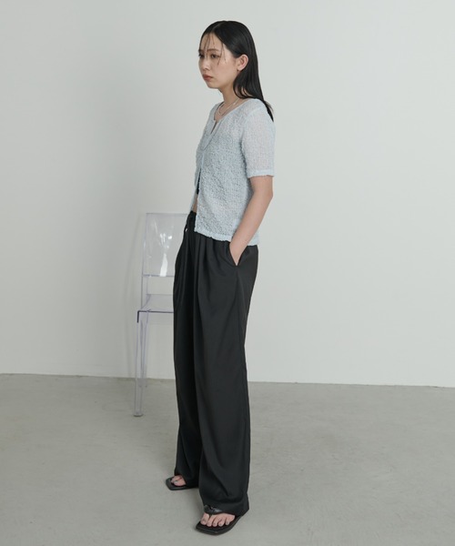 Aunt Marie's(アントマリーズ)の「フロントホックシャーリングシアートップス(Tシャツ/カットソー・レディース・アイボリー/ブラック/ライトブルー/ライトピンク・FREE)」の12枚目の写真