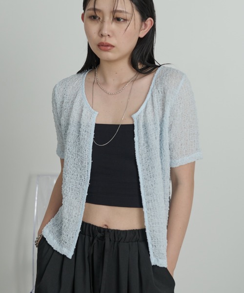 Aunt Marie's(アントマリーズ)の「フロントホックシャーリングシアートップス(Tシャツ/カットソー・レディース・アイボリー/ブラック/ライトブルー/ライトピンク・FREE)」の5枚目の写真