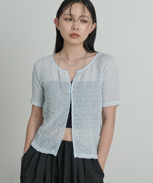 Aunt Marie's(アントマリーズ)の「フロントホックシャーリングシアートップス(Tシャツ/カットソー・レディース・アイボリー/ブラック/ライトブルー/ライトピンク・FREE)」の13枚目の写真