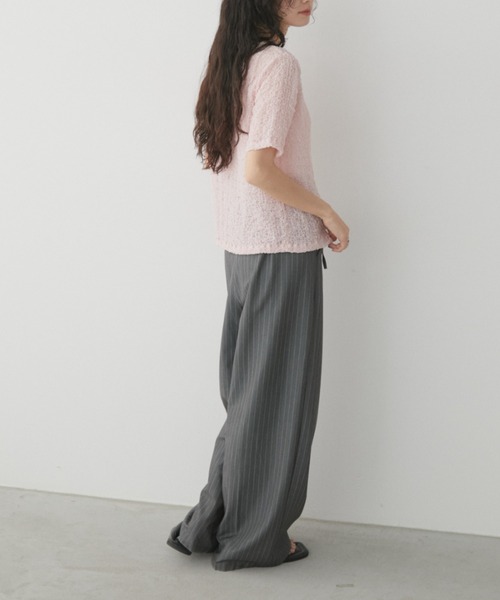 Aunt Marie's(アントマリーズ)の「フロントホックシャーリングシアートップス(Tシャツ/カットソー・レディース・アイボリー/ブラック/ライトブルー/ライトピンク・FREE)」の16枚目の写真