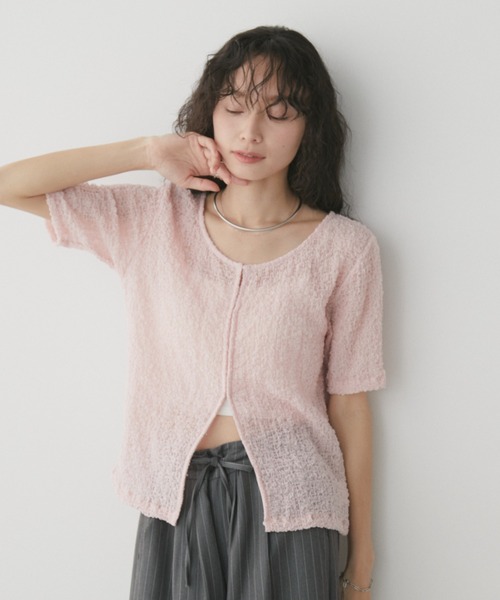 Aunt Marie's(アントマリーズ)の「フロントホックシャーリングシアートップス(Tシャツ/カットソー・レディース・アイボリー/ブラック/ライトブルー/ライトピンク・FREE)」の17枚目の写真