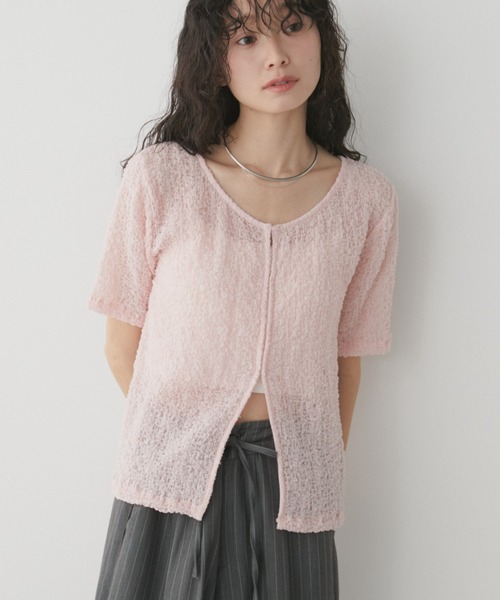 Aunt Marie's(アントマリーズ)の「フロントホックシャーリングシアートップス(Tシャツ/カットソー・レディース・アイボリー/ブラック/ライトブルー/ライトピンク・FREE)」の20枚目の写真