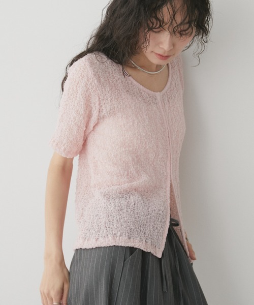 Aunt Marie's(アントマリーズ)の「フロントホックシャーリングシアートップス(Tシャツ/カットソー・レディース・アイボリー/ブラック/ライトブルー/ライトピンク・FREE)」の19枚目の写真