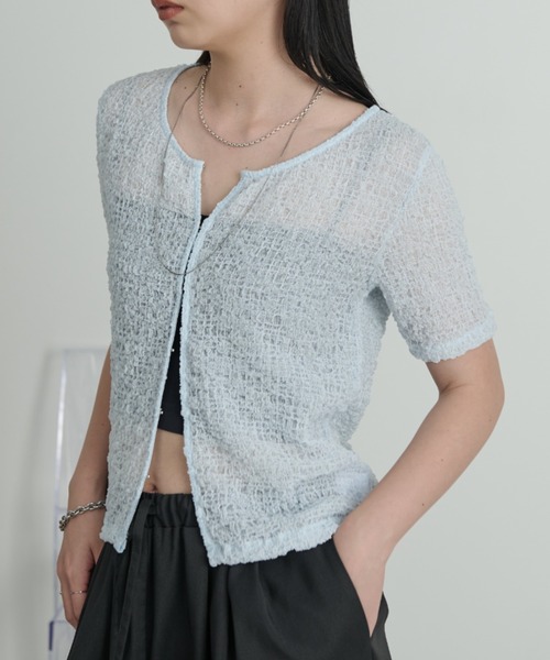 Aunt Marie's(アントマリーズ)の「フロントホックシャーリングシアートップス(Tシャツ/カットソー・レディース・アイボリー/ブラック/ライトブルー/ライトピンク・FREE)」の21枚目の写真