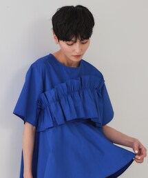 bibiy. フリル ペプラム　半袖シャツ ネイビー　pop up限定 bibiy. フリル ペプラム 半袖シャツ ネイビー pop up限定
