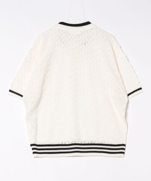 a.p.o.v.(エーピーオービー)の「a.p.o.v. ライン襟切り替え透かし編みニットポロシャツ(ポロシャツ・メンズ・ホワイト/ブラック/カーキ・ONESIZE)」の4枚目の写真