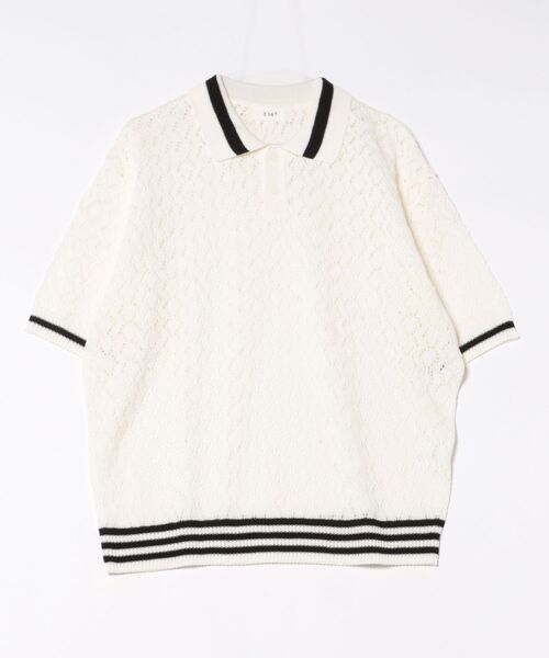 a.p.o.v.(エーピーオービー)の「a.p.o.v. ライン襟切り替え透かし編みニットポロシャツ(ポロシャツ・メンズ・ホワイト/ブラック/カーキ・ONESIZE)」の8枚目の写真
