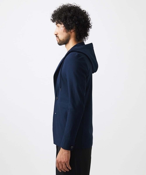MICHEL KLEIN HOMME (ミッシェルクランオム)の「サッカー柄フードジャケット(テーラードジャケット・メンズ・ライトグレー/ライトブルー/ネイビー・MEDIUM/LARGE/X-LARGE)」の7枚目の写真
