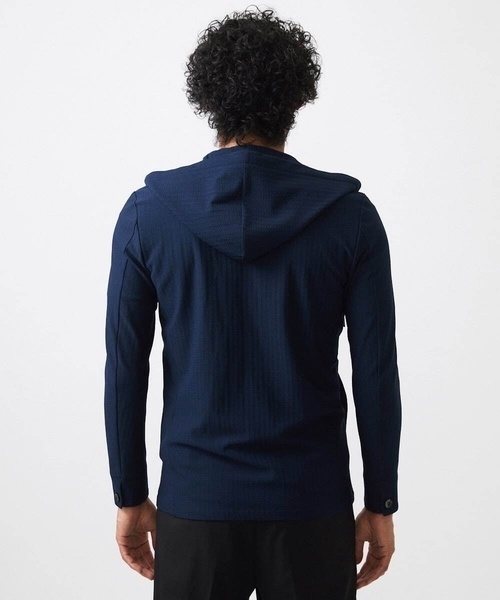 MICHEL KLEIN HOMME (ミッシェルクランオム)の「サッカー柄フードジャケット(テーラードジャケット・メンズ・ライトグレー/ライトブルー/ネイビー・MEDIUM/LARGE/X-LARGE)」の8枚目の写真
